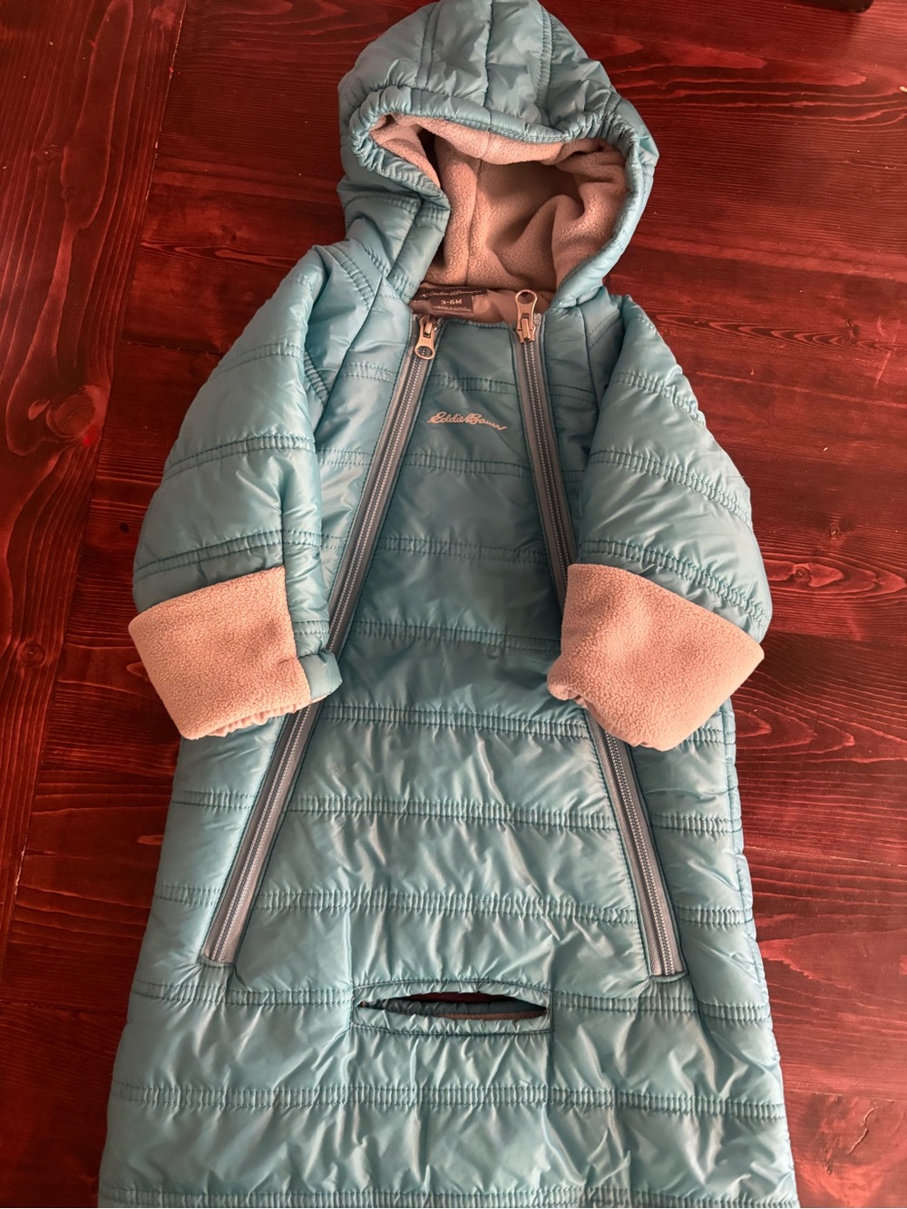Eddie Bauer Teal Hooded Snowsuit with Gray Fleece Trim